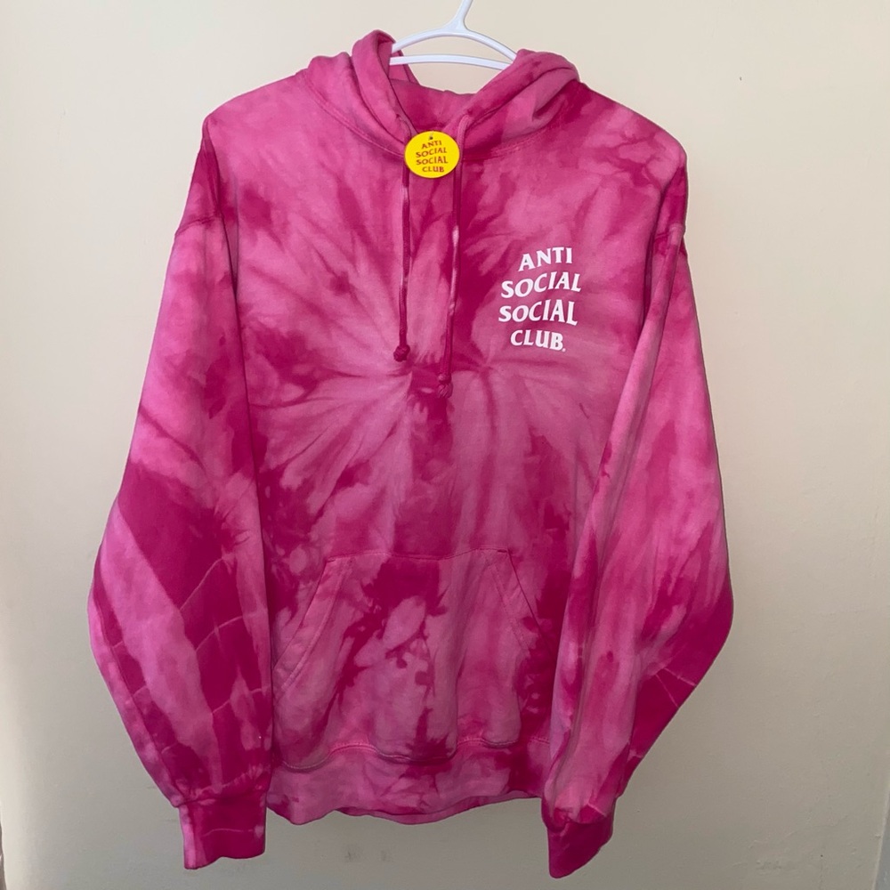 Anti Social Social Club Laguna Hoodie Authentic Pink Tie Dye Sweater